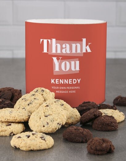 Personalised Orange Gratitude Cookie Tube