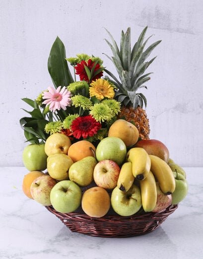 Flower and Fresh Fruit Basket - Product image