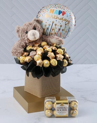 Happy Birthday Teddy And Chocolate Gift - Product image