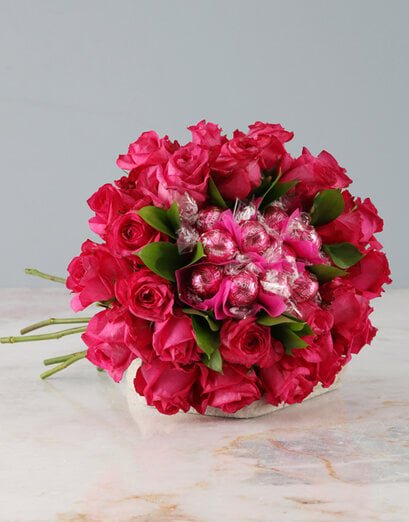 Pink Rose and Lindt Bouquet - Product image