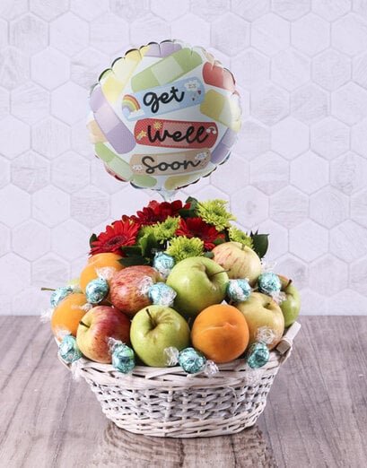 Feel Better Gerbera and Fruit Basket