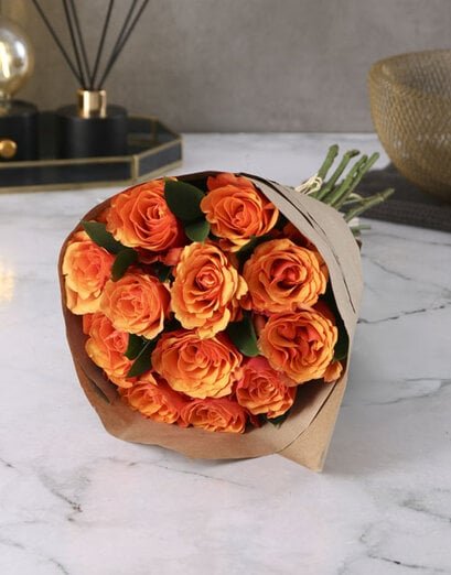 Cherry Brandy Roses in Craft Paper