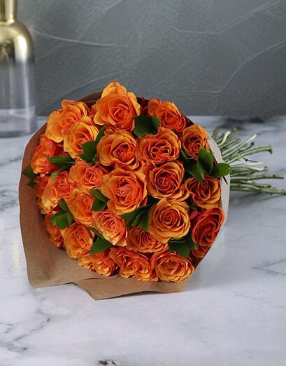 Orange Roses in Craft Paper - Product image