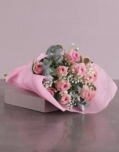 Pink Roses Bouquet in Pink Paper - Product image