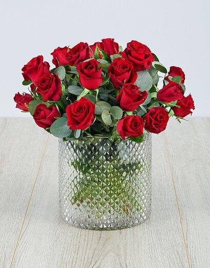 Red Roses in Diamond Vase - Product image