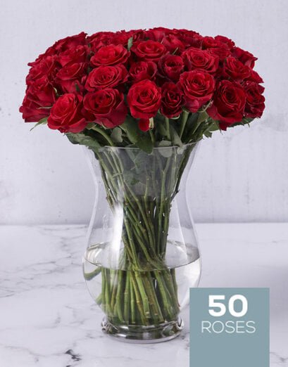 Red Roses In Hurricane Vase - Product image