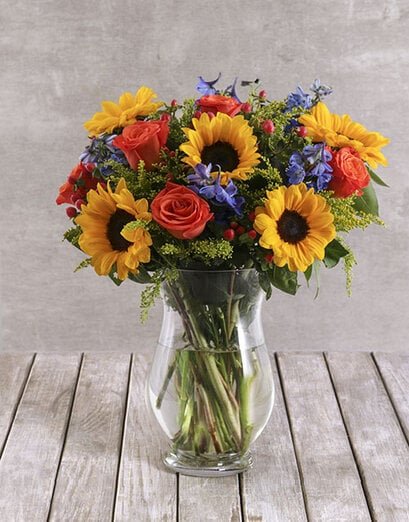 Mixed Sunflower and Rose Vase - Product image