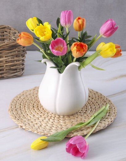 Bright Tulips in a Tulip vase