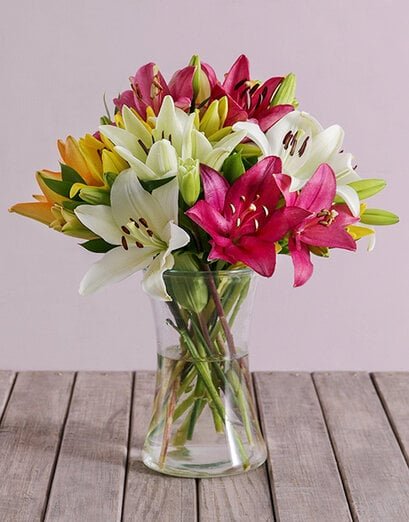Mixed Lilies in a Vase