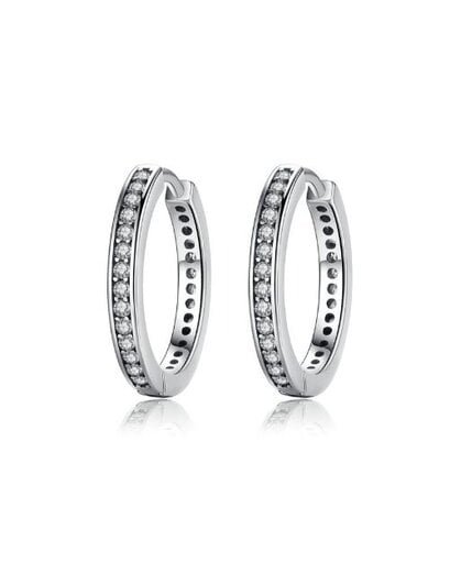 Silver Pave Hoop Earrings