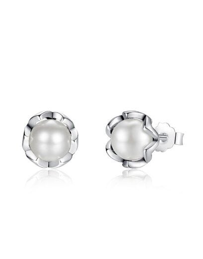 Pearl Flowers Silver Studs