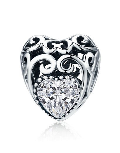 Clear Diamond April Heart Charm