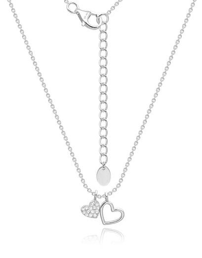 Silver Double Heart Pave Necklace - Product image