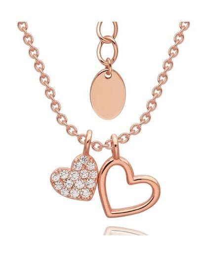 Rose CZ Double Heart Pave Necklace - Product image