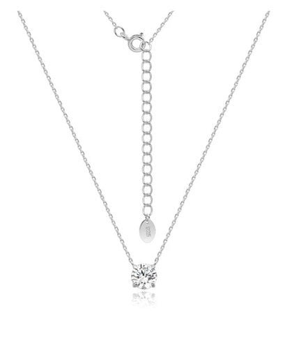 Silver CZ Round Claw Necklace - Product image