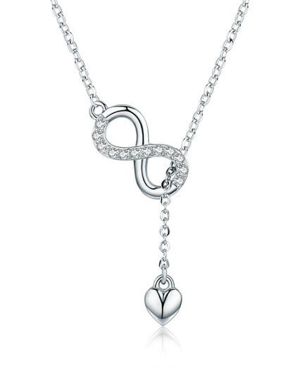 Silver Infinity Drop Heart Slider Necklace