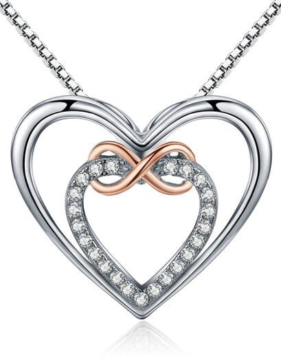 Silver And Gold Heart Infinity Necklace