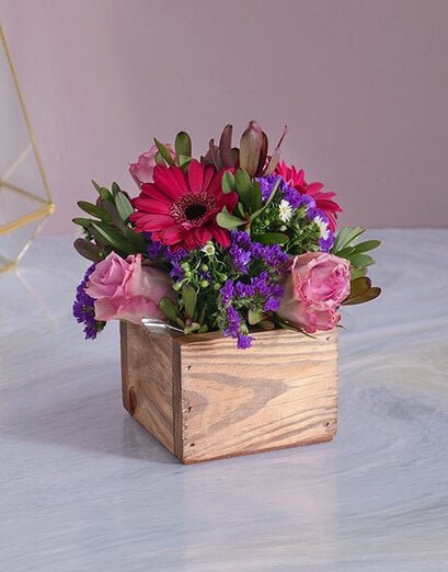 Lilac Florals in a Wooden Crate - Product image