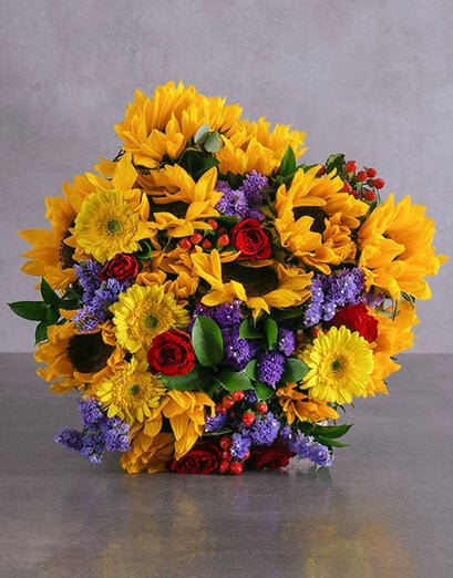 Romantic Sunflower and Rose Bouquet