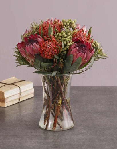 Protea Fantasia In A Glass Vase - Product image