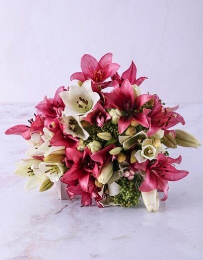 Pastel Pink and White Lily Bouquet