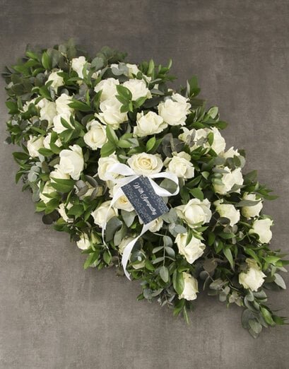 White Roses Sympathy Coffin Spray - Product image