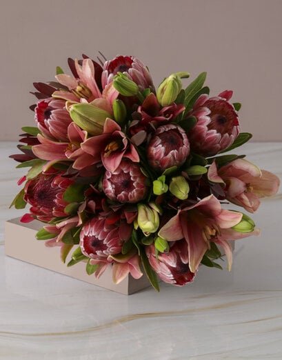 Mixed Proteas and Pink Lilies - Product image