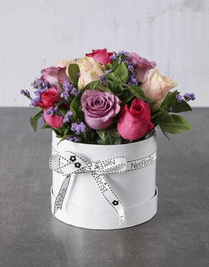 Pastel Paradise Boxed Roses