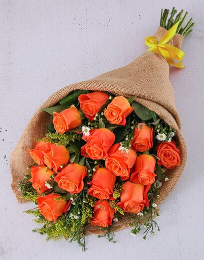 Striking And Sunny Orange Rose Bouquet - Product image