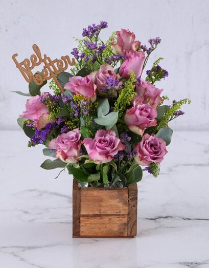 Feel Better Lilac Arrangement In Wooden Box