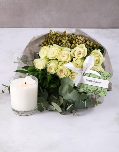 Thoughtful Green And White Sympathy Bouquet - Product image