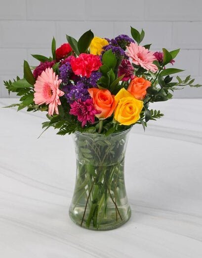 Radiant Rainbow Of Mixed Flowers Arrangement