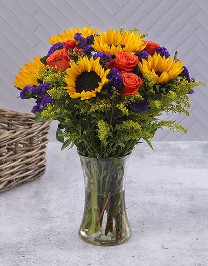 Dusky Sunset Flowers In Vase - Product image