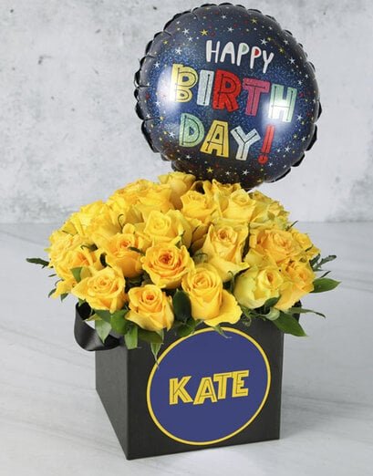 Personalised Bright Yellow Birthday Blooms