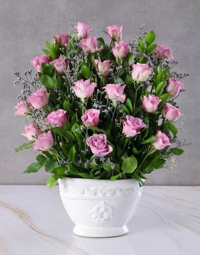 Purple Rose Enchantment In Ceramic Pot - Product image