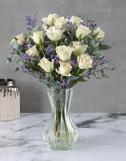 Royal Cream Roses In Vase - Product image