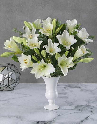 Saint Joseph Lilies In Gloss Urn - Product image