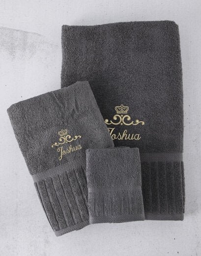 Personalised Charcoal And Gold Towel Set
