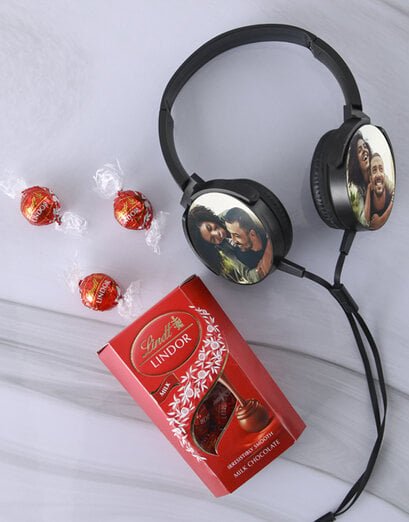 Personalised Photo Black Headphones