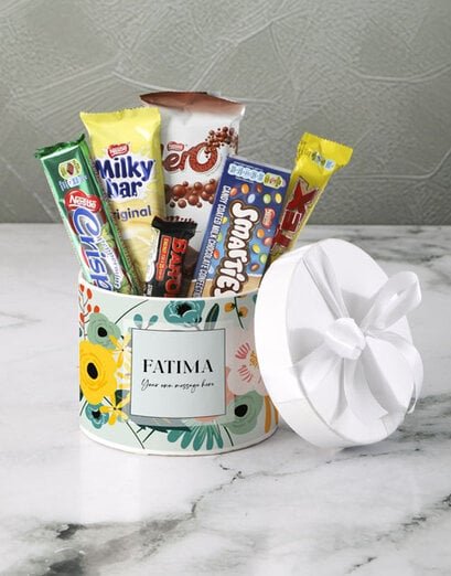 Personalised Floral Nestle Chocs Hat Box - Product image