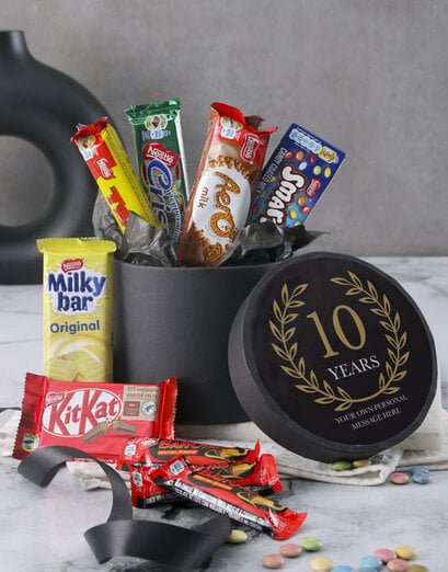Personalised Anniversary Chocs Hat Box - Product image