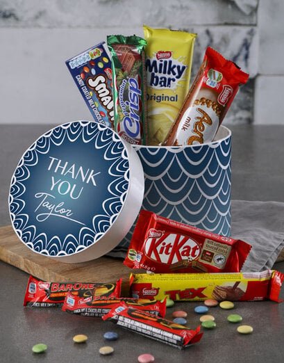 Personalised Thank You Blue Pattern Hat Box - Product image
