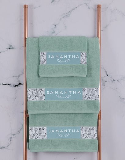 Personalised Protea Aquamarine Towel Set