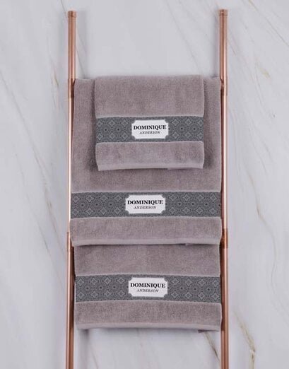 Personalised Damask Natural Towel Set