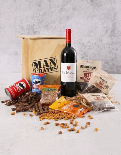 Red Wine Biltong & Nuts in a Man Crate Box - Product image