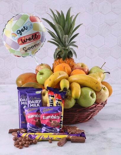 Awesome Feel Better Balloon And Fruit Basket - Product image