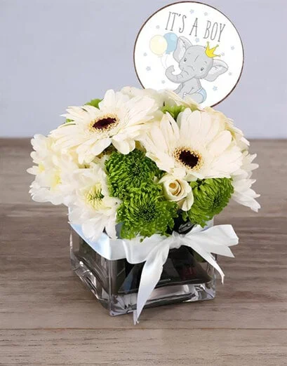 Baby Boy Square Vase - Product image