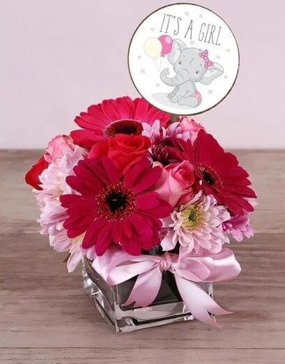 Baby Girl Square Vase - Product image