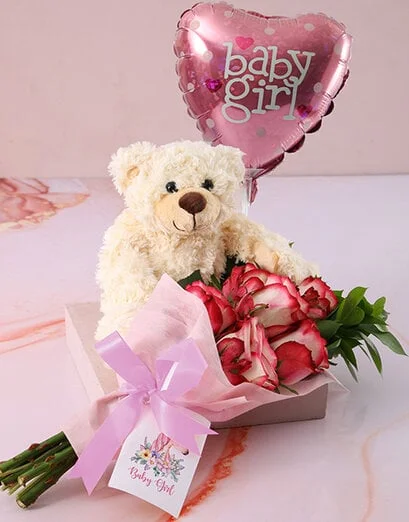 Baby Girl Teddy Arrangement - Product image