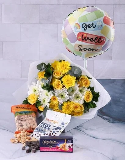 Beautiful Bright Flower Bouquet And Balloon - Product image